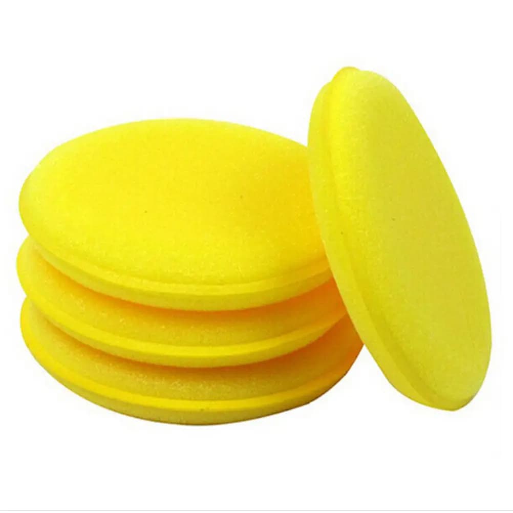 12 spugne circolari gialle da 10x10 cm per lucidatura auto, applicatore in schiuma resistente, tampone morbido per pulizia e lucidatura veicoli