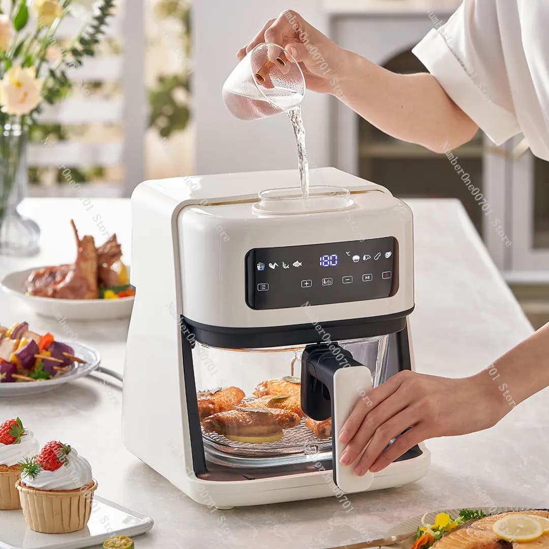 Friggitrice ad Aria con Spray Visibile, Forno Elettrico Intelligente Tutto-in-Uno, Macchina per Cucinare Senza Olio con Cestello Rimovibile