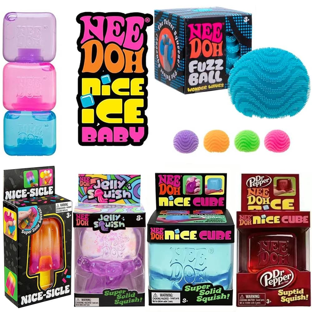 NeeDoh Giocattolo Squishy di Tendenza a Forma di Medusa, Cubo e Ghiacciolo, Giocattolo Antistress Morbido in Gelatina, Sensoriale per Bambini e Adulti