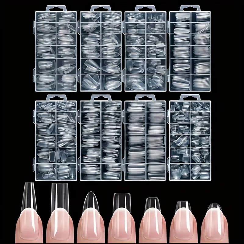 120 pieces of transparent coffin/ almond/high cut/ square/other style nails in box, 12 sizes acrylic nails with total cover, suitable for DIY manicure, art and manicure salon or gifts for women's nail care Essential Christmas nails