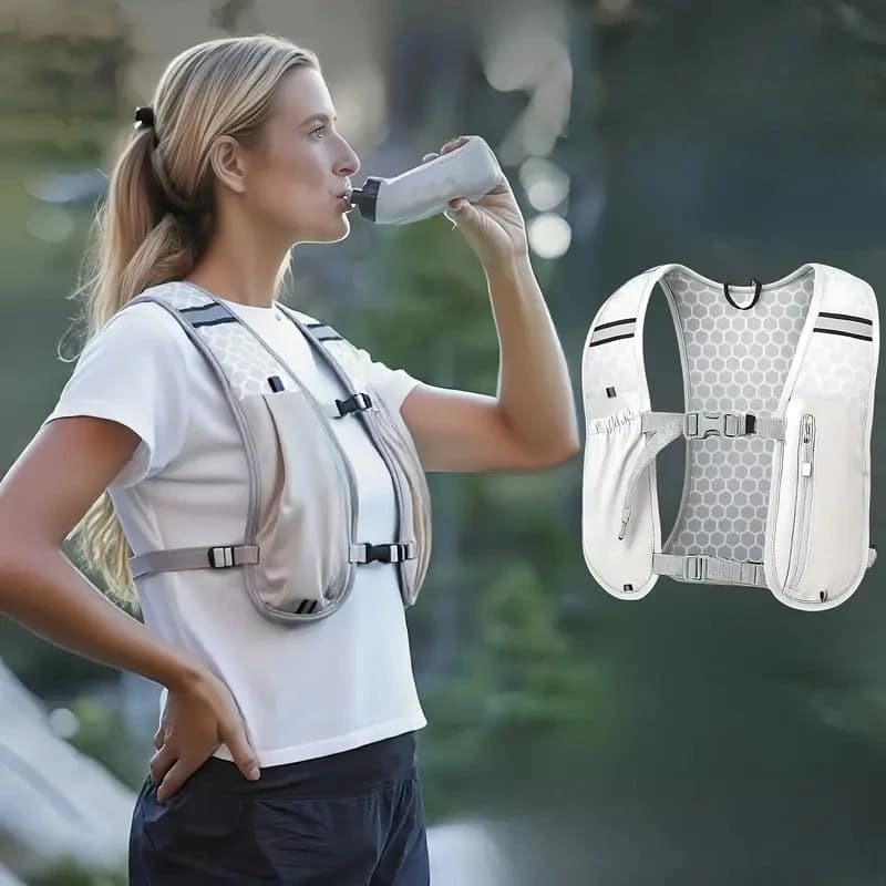 Gilet da Ciclismo Traspirante e Impermeabile con Zaino d'Idratazione e Tasche Multiple per Corsa e Escursionismo all'Aperto, Unisex
