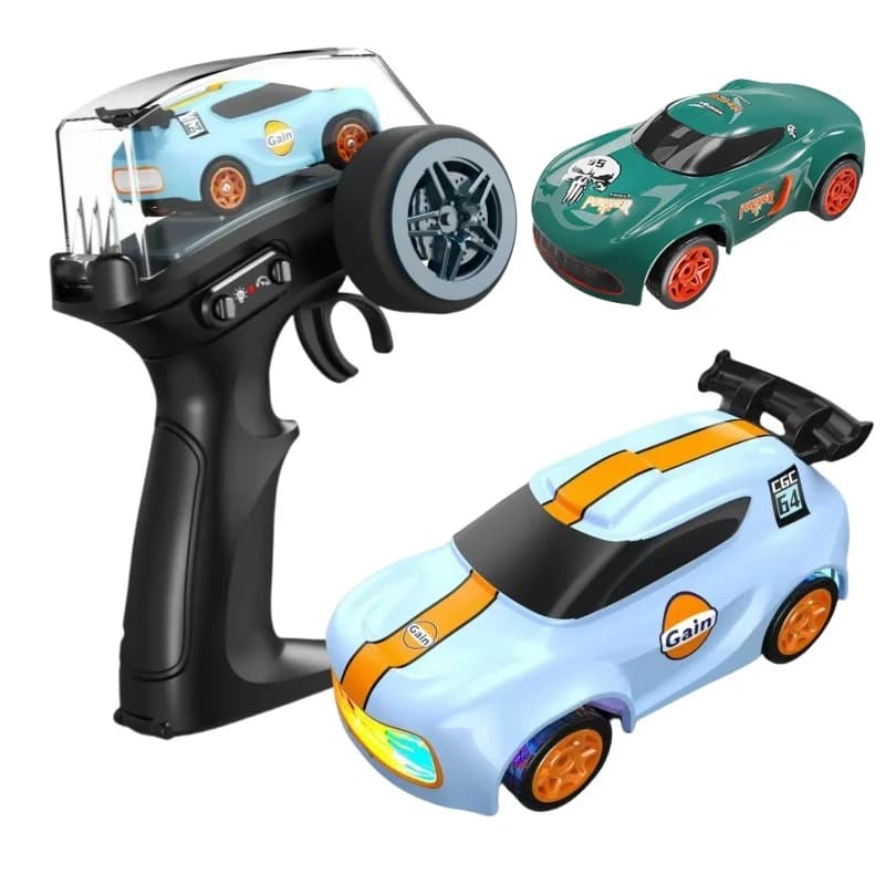 Auto da Corsa RC 2.4G da Scrivania 1:64 a Quattro Ruote Motrici, Mini Auto Elettrica Telecomandata per Bambini, Giocattolo Competitivo
