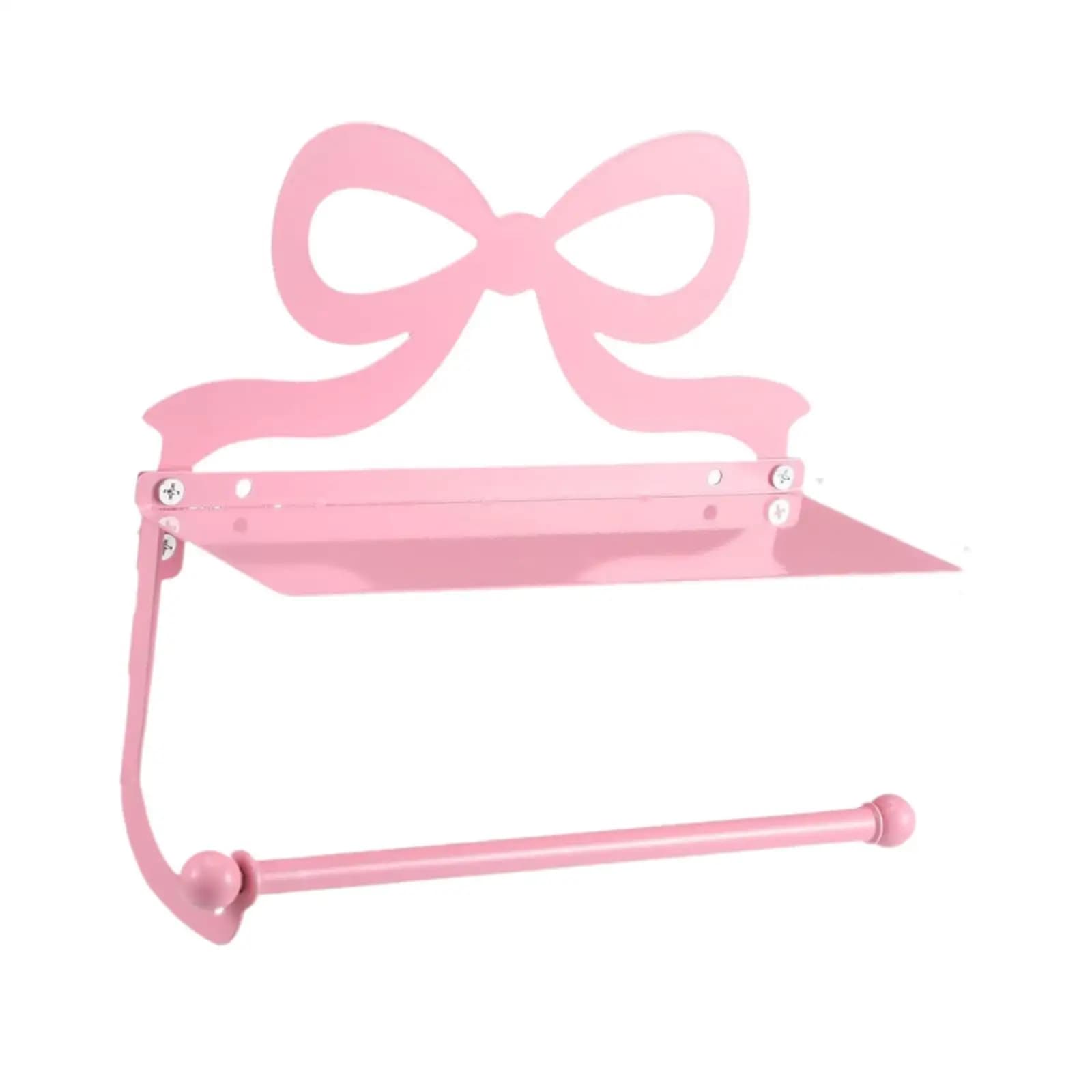Toilet Paper Holder Storage Decorative Pink Bow Wall Mounted Tissue Dispenser Loo Roll Holder for Commercials Shower Bathroom RV