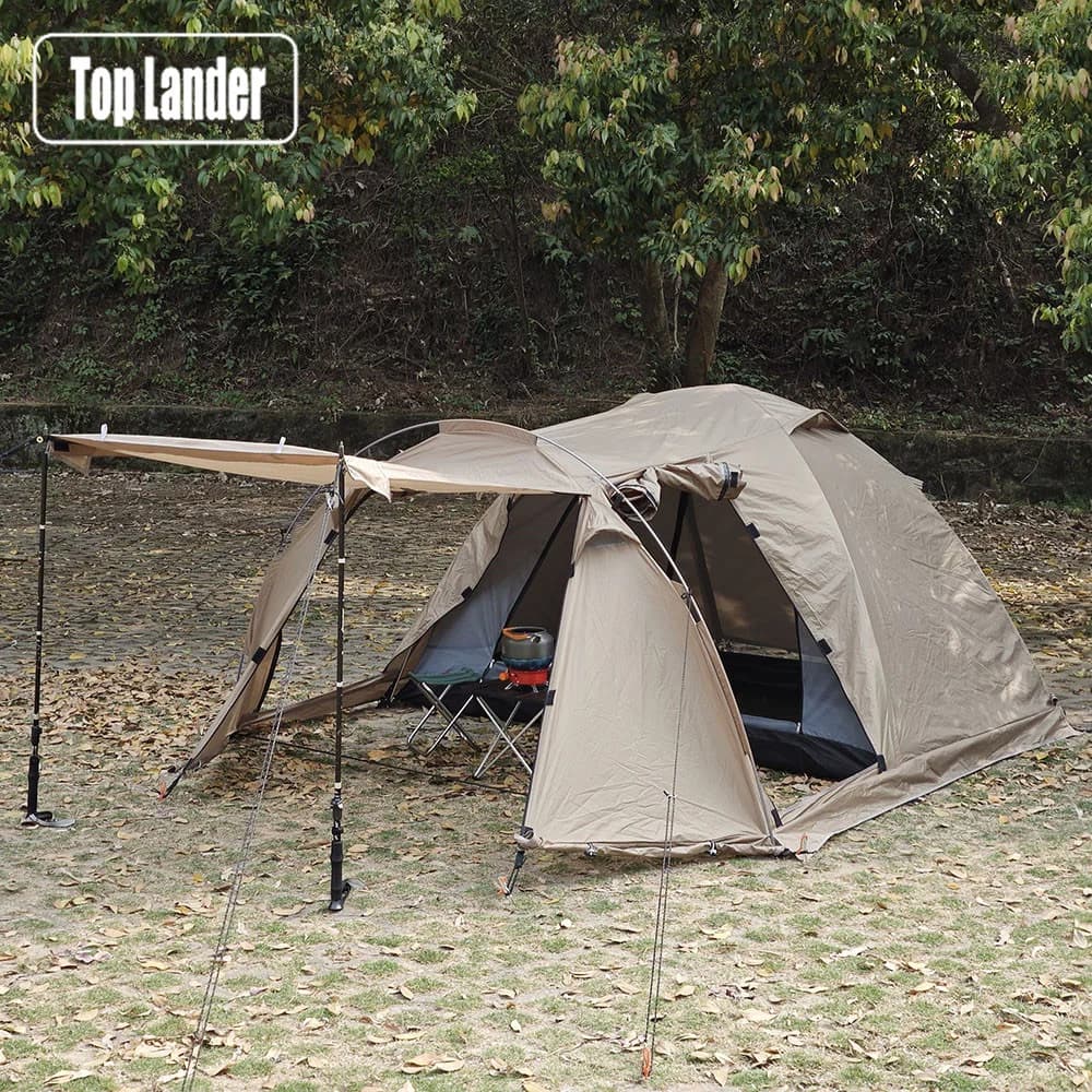 Tenda calda ignifuga Tenda a cupola estesa impermeabile per 2 persone con stufa e gonna da neve, per campeggio, escursionismo, caccia, inverno, 4 stagioni