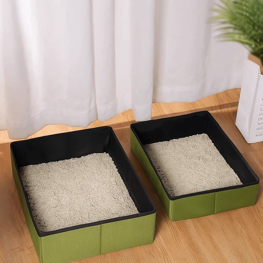 Practical Waterproof Portable Cat Litter Box Folding Reusable Cat Toilet Tray Oxford Pet Garbage Bin Apartment
