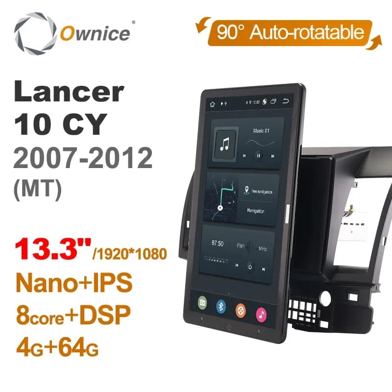 Auto Girevole 1920*1080 Android 10.0 Multimediale Per Auto per Mitsubishi Lancer 10 CY 2007 - 2012 Navigazione GPS Radio Stereo