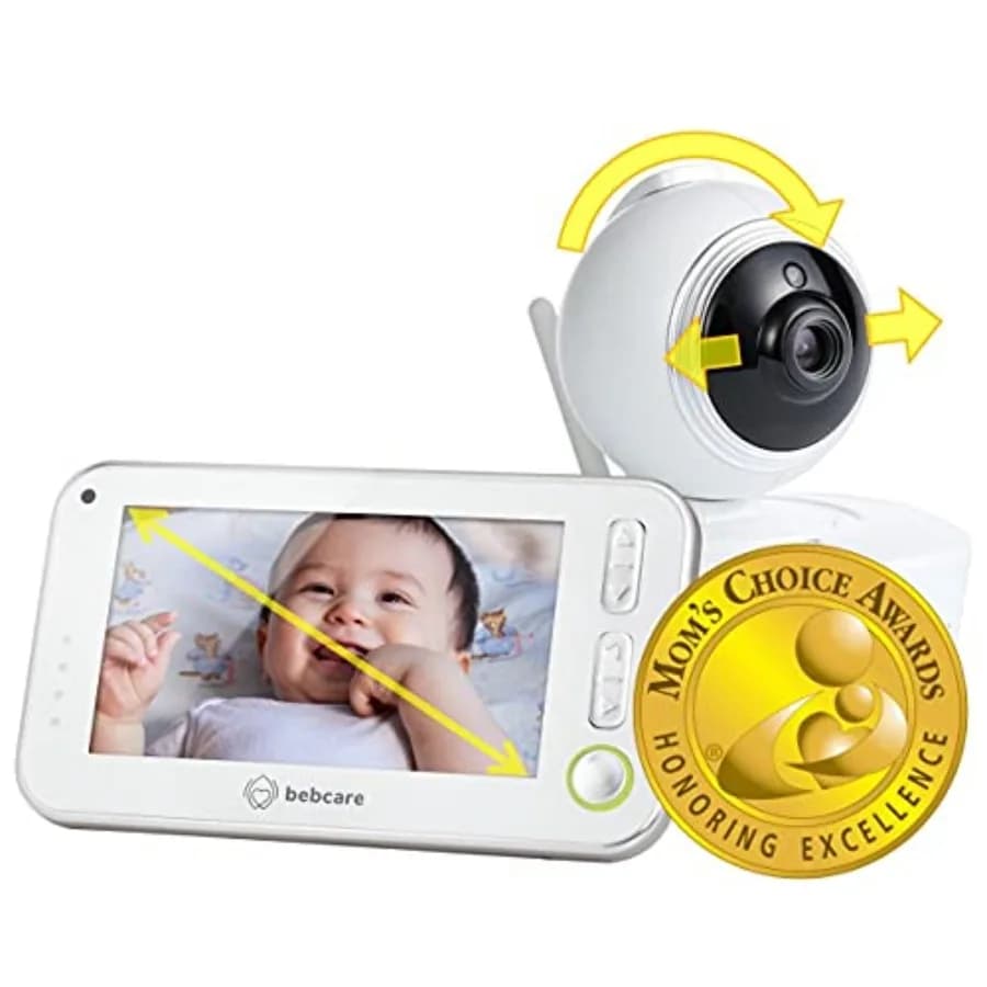 Baby monitor for nursery use, ABS plastic, white, 4.3 ultra-clear screen with 360 pan-and-tilt, temperature sensor, motion/soun