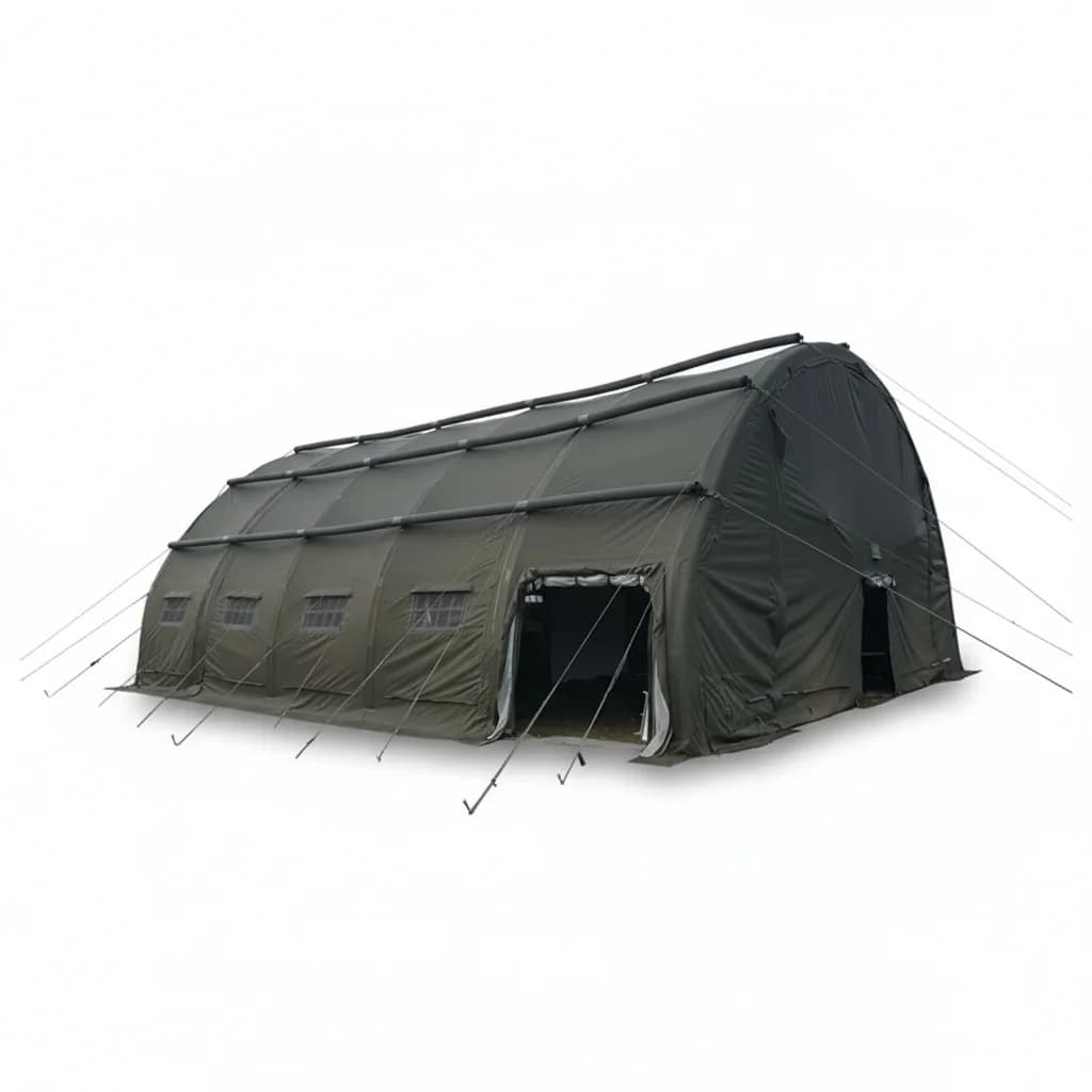 Inflatable Emergency Tent, 5-Person PVC Oxford Canvas, 4-Season Canvas Tent, with Air Column Frame, Winter Camping Shelter