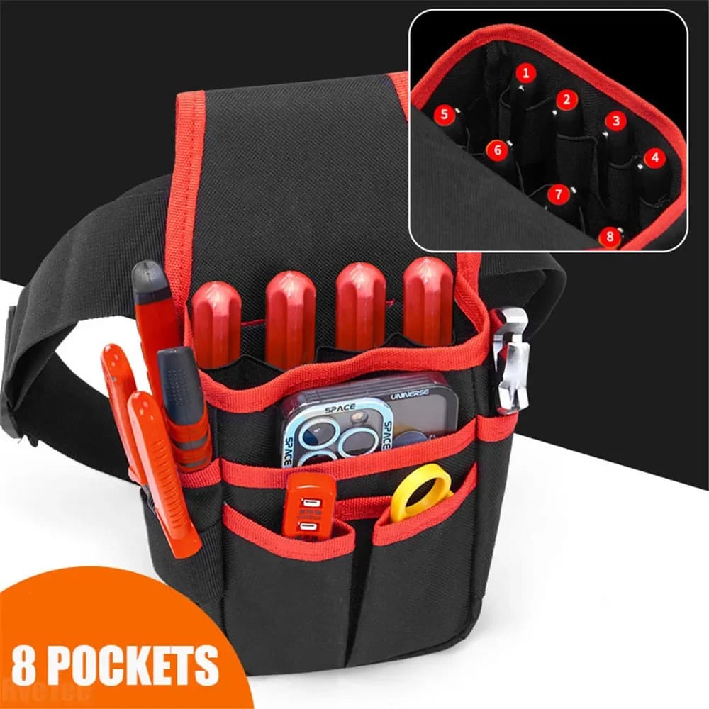 Borsa da cintura per attrezzi 8 tasche interne Custodia per organizer per elettricisti Cacciaviti Trapani Professionale Conveniente Dedicato