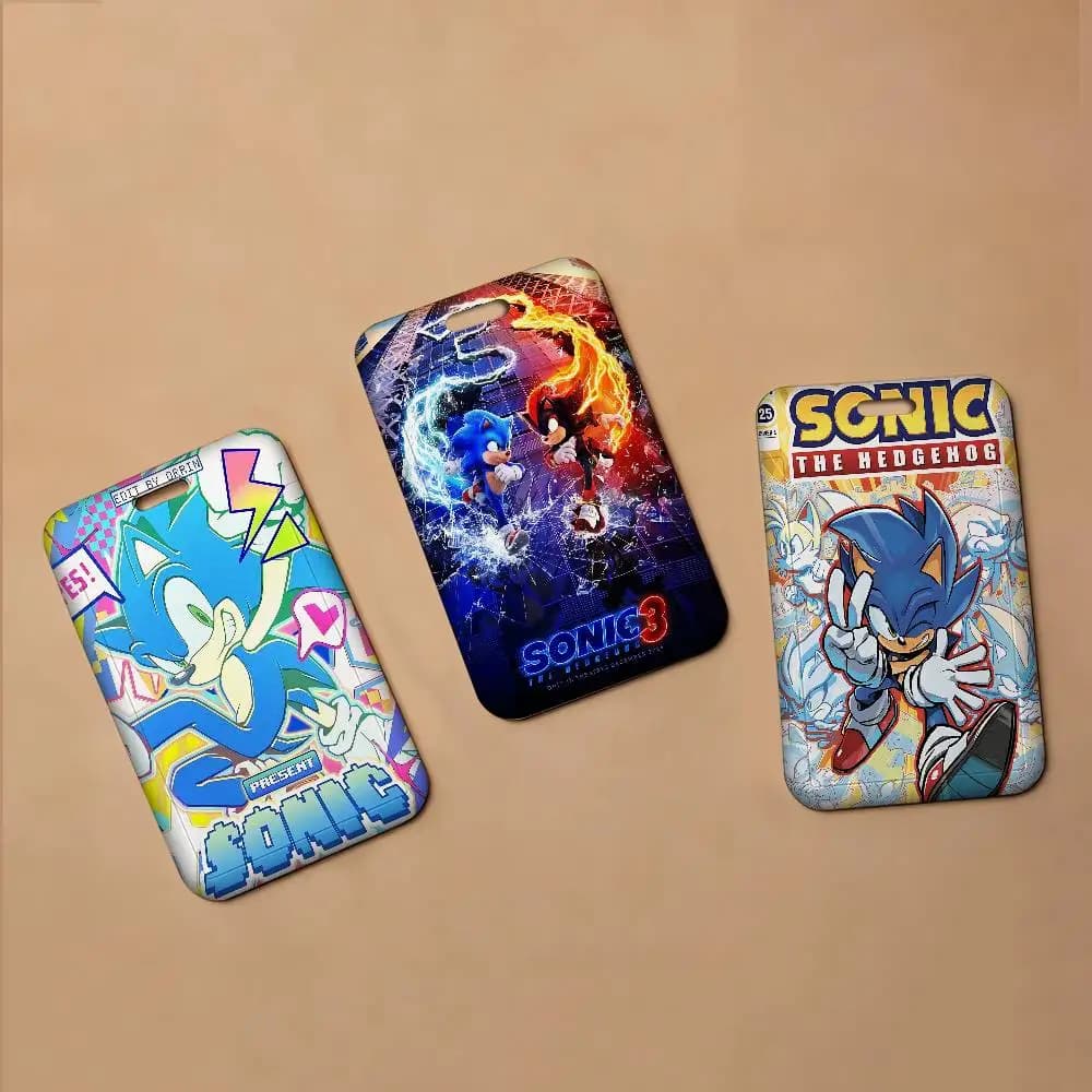 Porta Carte di Credito Anime Game S-Sonic 1pz con Cordino da Collo per Carte Bancarie, Bus, ID e Badge Studenti