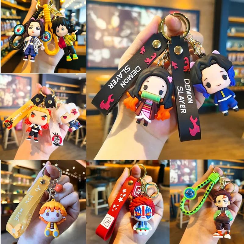 Keychain Anime Demon Slayer: Kamado Tanjiro, Bracelet with Blade, Backpack Pendant, Accessories for Bag, Jewel Carinthian