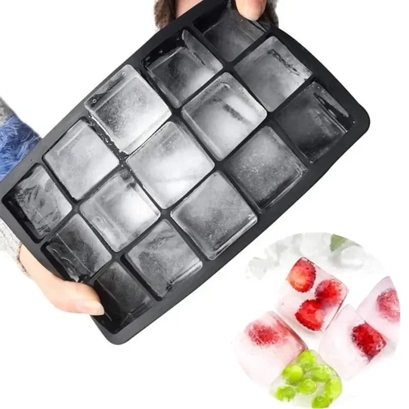 Stampo in Silicone per Cubetti di Ghiaccio 4/15 Scomparti, Vassoio per Cubetti di Ghiaccio Grandi Quadrati, Realizzatore di Cubetti di Ghiaccio Non Tossico e Durevole per Bar, Pub e Vino