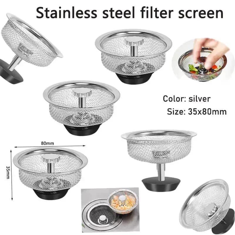 Kitchen Sink Stainless Steel Filter Sewer Mesh Strainers Bathroom Sink Floor Drain Hair Waste Filter Drain Basket Hole Filter