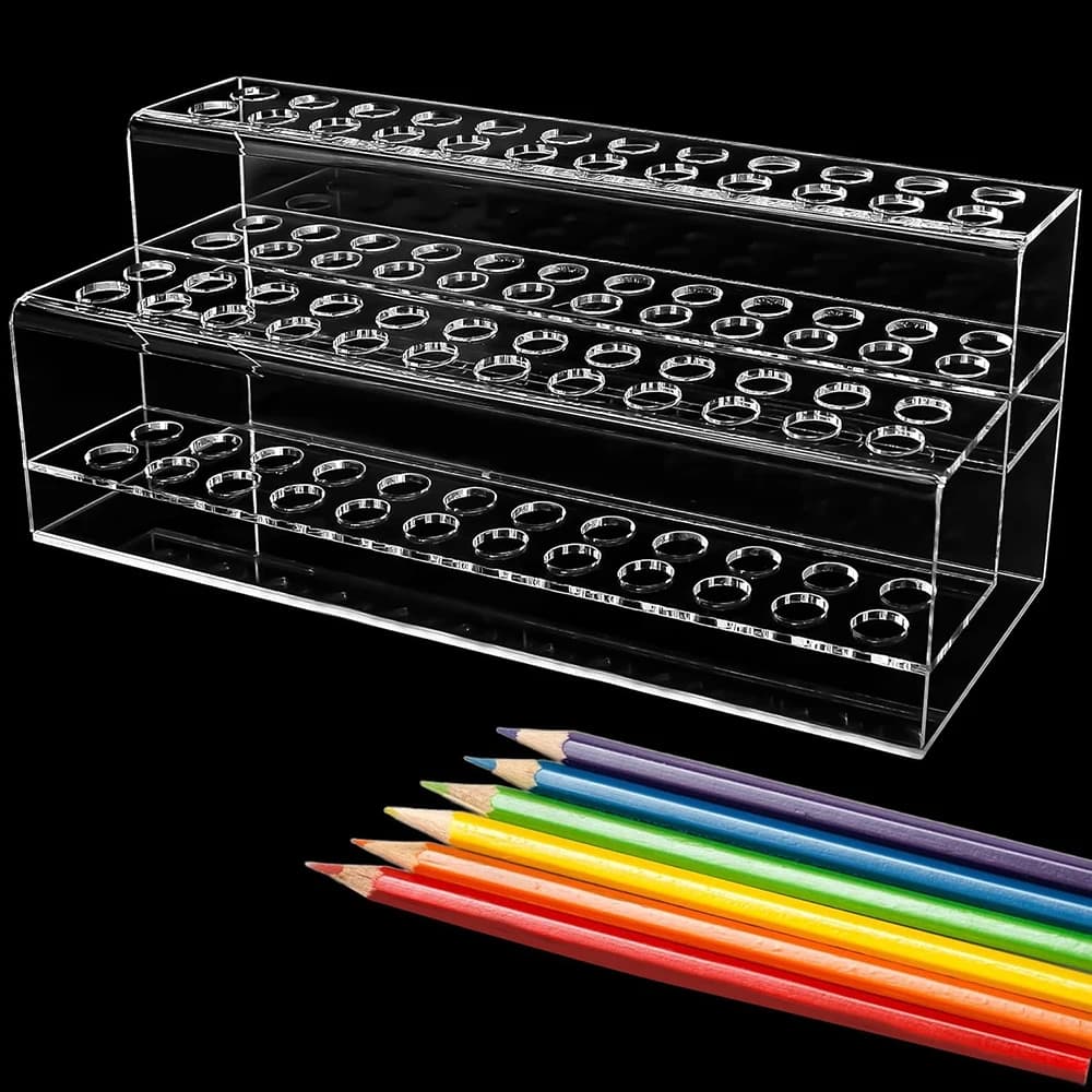 Portapenne in acrilico trasparente Portapenne da 48 slot Espositore per penne Organizzatore Porta pennelli per trucco Scaffale per scrivania da ufficio a casa