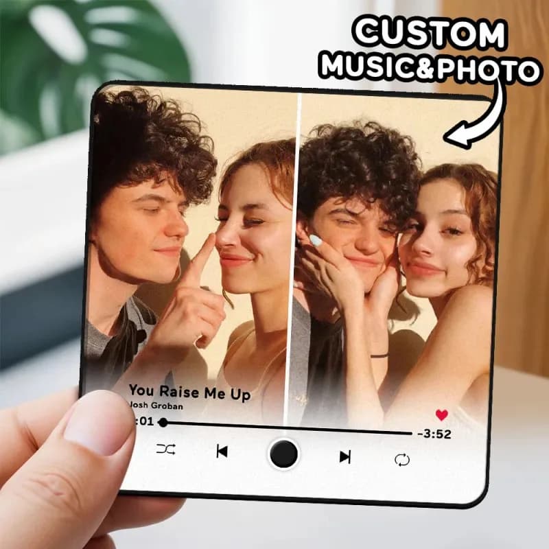 Foto personalizzata Magnete da frigorifero con musica fotografica da 2 pezzi con cornice Magneti da frigorifero personalizzati per il regalo di San Valentino