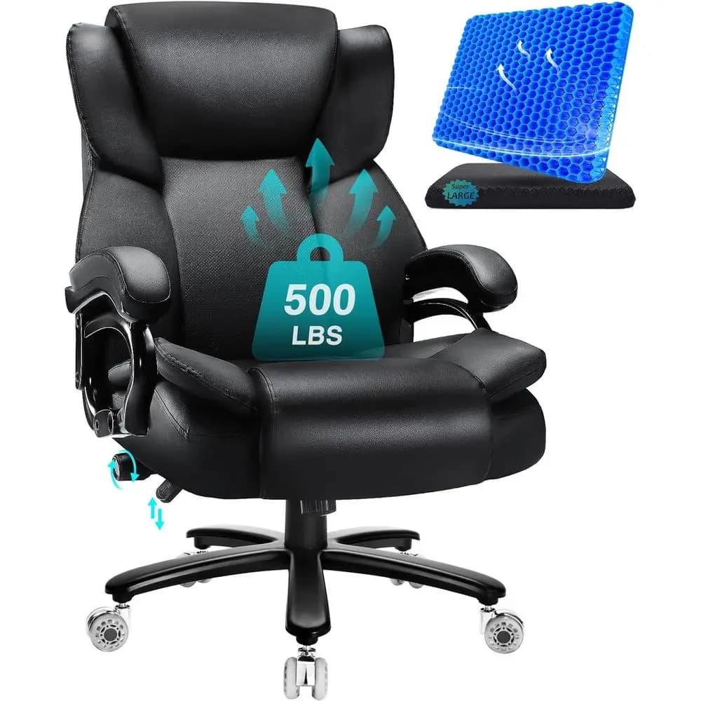 Sedia da Ufficio Grande e Robusta da 500 libbre con Cuscino in Gel, Sedia da Ufficio per Carichi Pesanti o Persone Corpulente, Sedia Direzionale Ergonomica con Schienale Alto