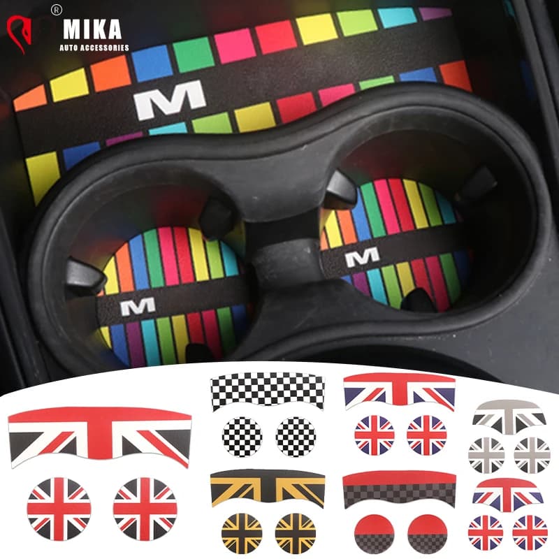 Auto Water Cup Pad Mat car stickers for Mini Cooper F54 F55 F56 F57 F60 leather underwire inner car accessories