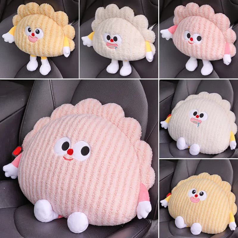 Comodo e Morbido Cuscino a Forma di Raviolo per Poggiatesta Auto, Supporto Lombare, Decorazione Interna per Auto in Inverno