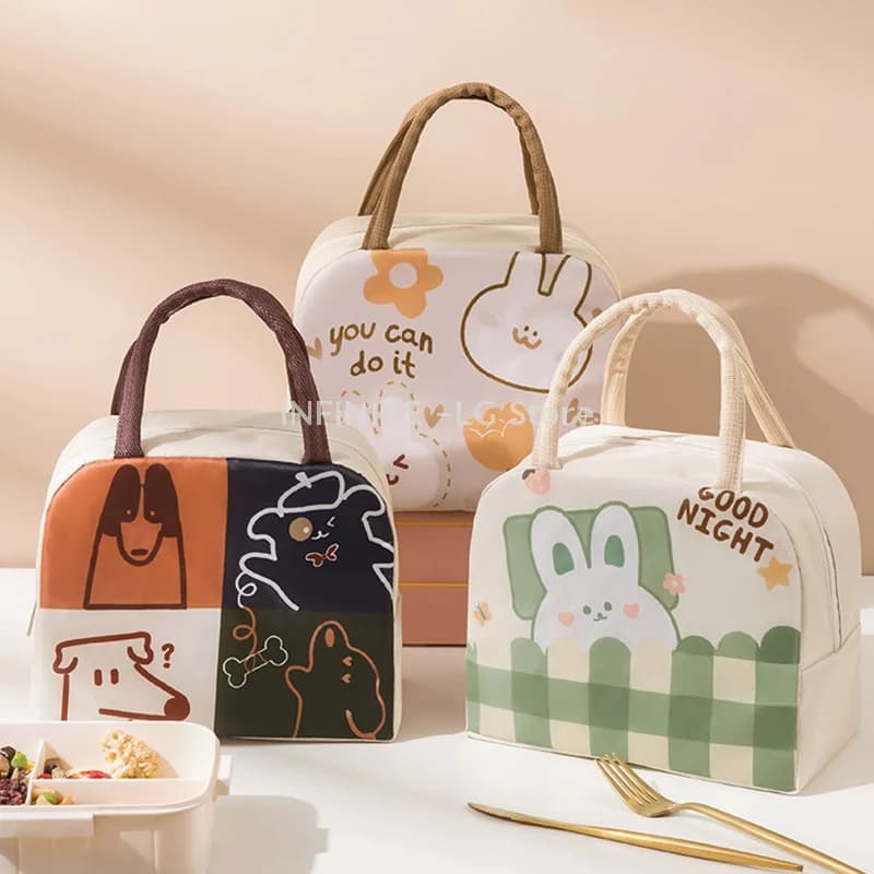 Borsa termica per pranzo stereoscopica in tessuto Oxford per cartoni animati Borsa termica portatile per alimenti Piccola borsa termica Accessori per scatole per il pranzo Borsa termica