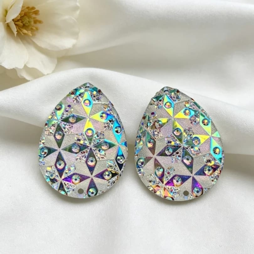 Strass in resina a forma di goccia da 30 * 40 mm, utilizzati per la produzione di gioielli, orecchini, decorazioni fai da te, 20 pezzi/lotto