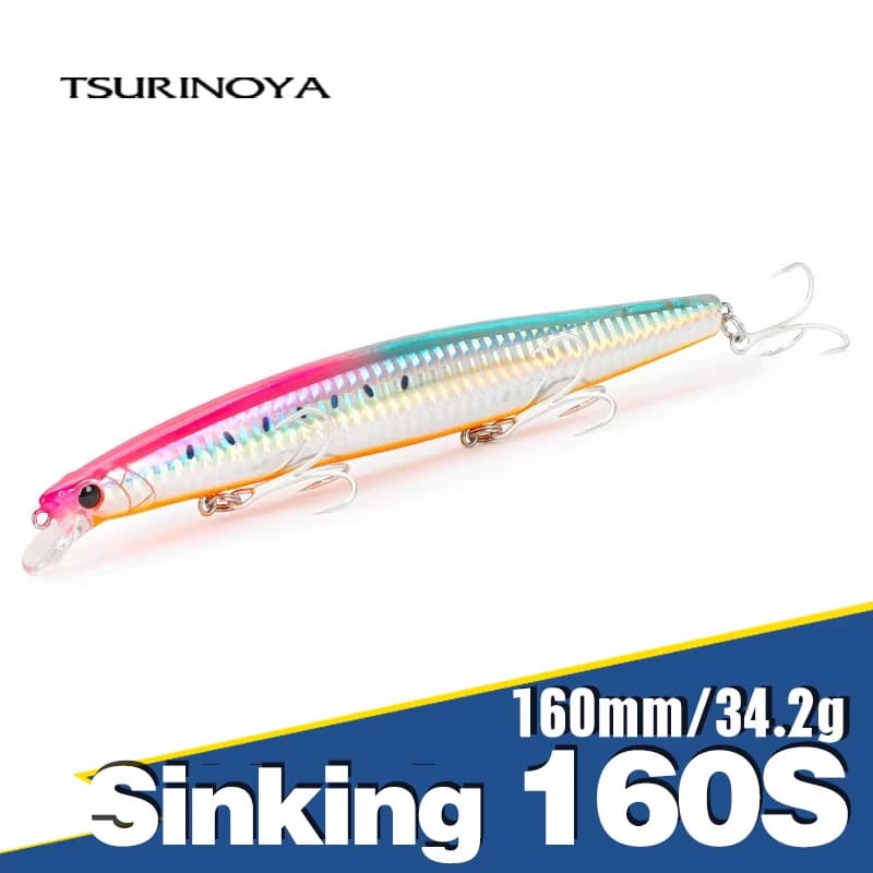TSURINOYA 163S Acqua salata Affondamento Minnow Mare Richiamo di pesca Ultra lungo Casting STINGER 163mm 34.2g Peso Grande esca dura