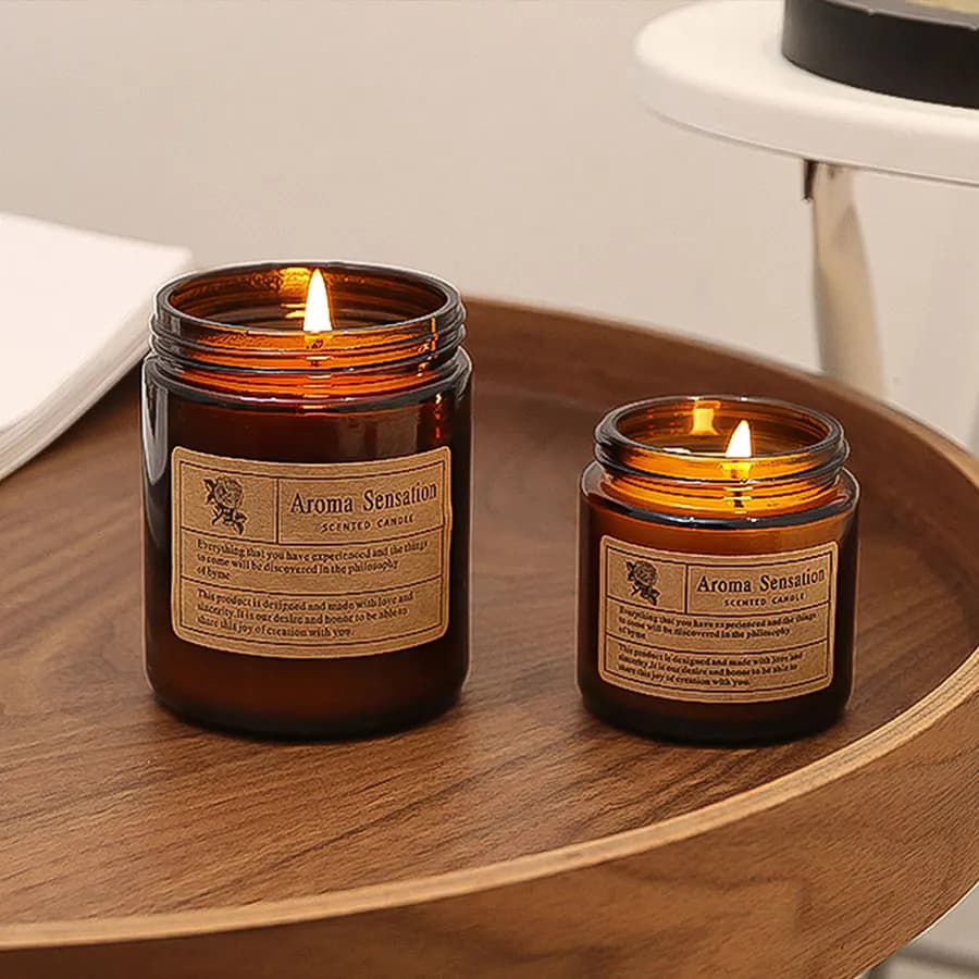 Brown Glass Cup Smokeless Soy Scented Candle Single Pack Birthday Valentine Home Decor Gift