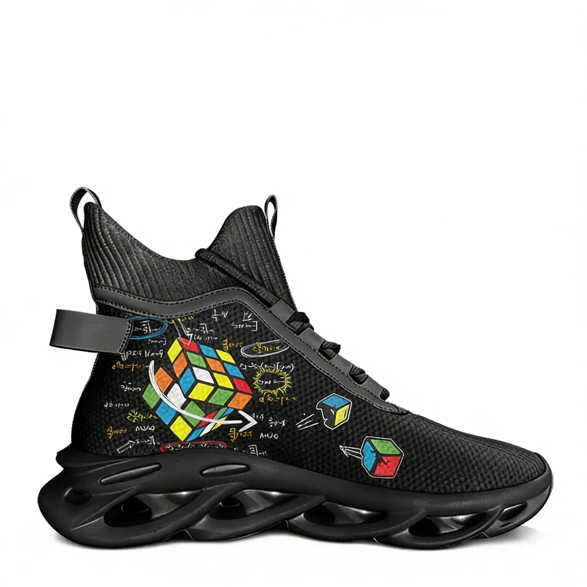 Rubik Custom Math Rubik Fashion Design High Top Flats Sneakers Men Women Sports Hiking Travel Shoes Running Shoes Custom Shoe