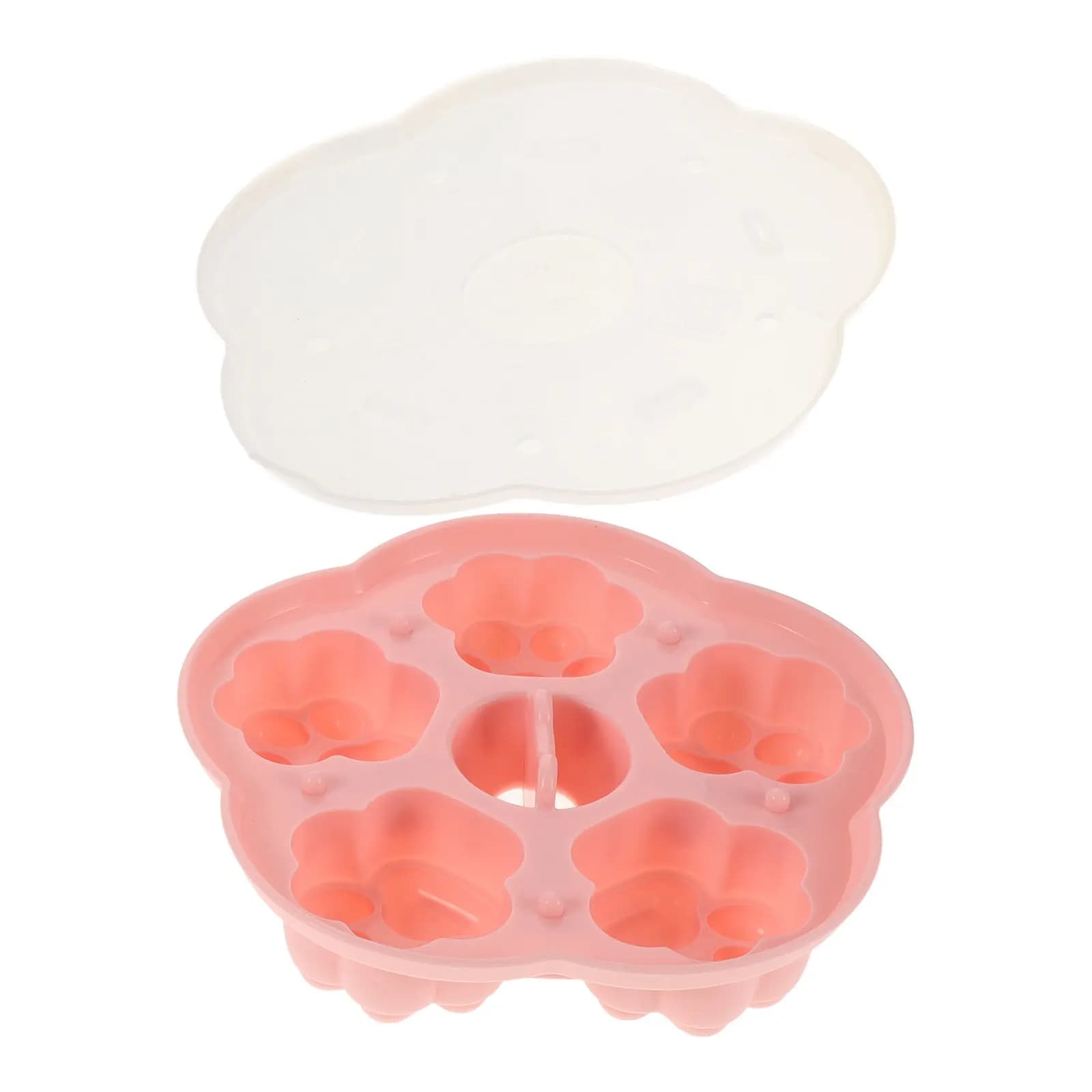 Contenitore per Alimenti per Bambini, Stampi in Silicone Rosa per Gelatine, Vassoio Multifunzionale per Cubetti di Ghiaccio, Budini, Torte, Forme di Gatto, con Coperchio per Cucina