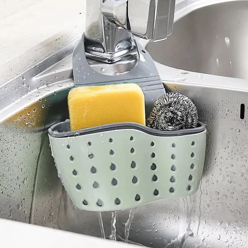 Kitchen sink Suspended exhaust basket Adjustable soap sponge shelf Organizer bathroom faucet Kitchen accessories