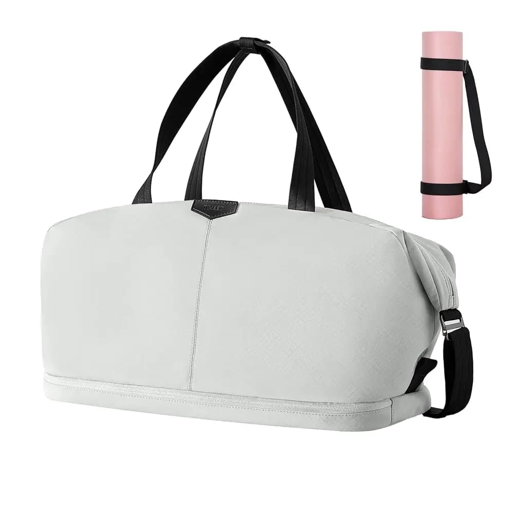 Borsa da palestra espandibile per donna con tracolla per tappetino yoga, borsa sportiva da 47 litri con scomparto per scarpe e tasca impermeabile, resistente all'acqua