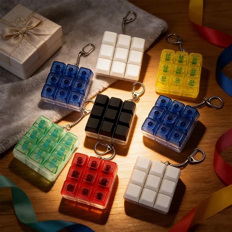 Portachiavi Antistress Personalizzabile - Tester di Interruttori Meccanici a 9 Tasti, Gadget Soddisfacente per Alleviare lo Stress e Idea Regalo Unica con Keycap