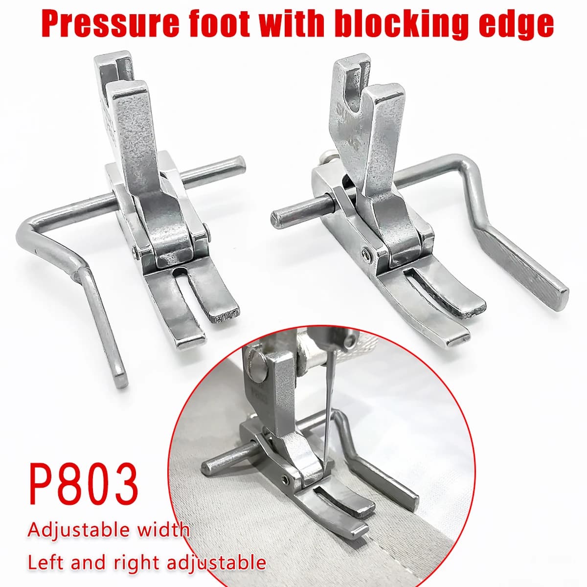 1 pz pc piatto auto P803 piedino larghezza regolabile e arresto stretto set piedino, macchina da cucire linea aperta pressore laterale foo