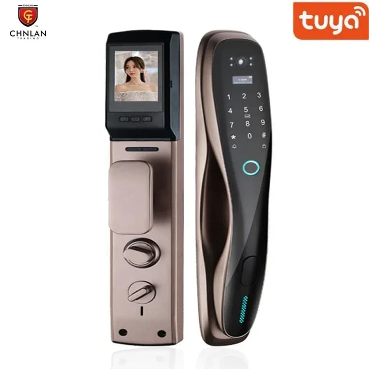 Full Automatically Cat Eye Digital Door Lock Tuyas App WiFi Smart Door Lock Fingerprint Password Cards Key