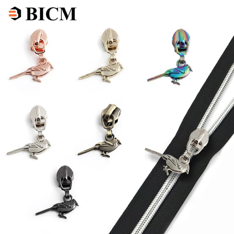 10 pz 5 # cursori con cerniera per uccelli per cerniere in Nylon borsa a nastro giacca Zip tira indumento bagagli Zips Kit di riparazione della testa accessori