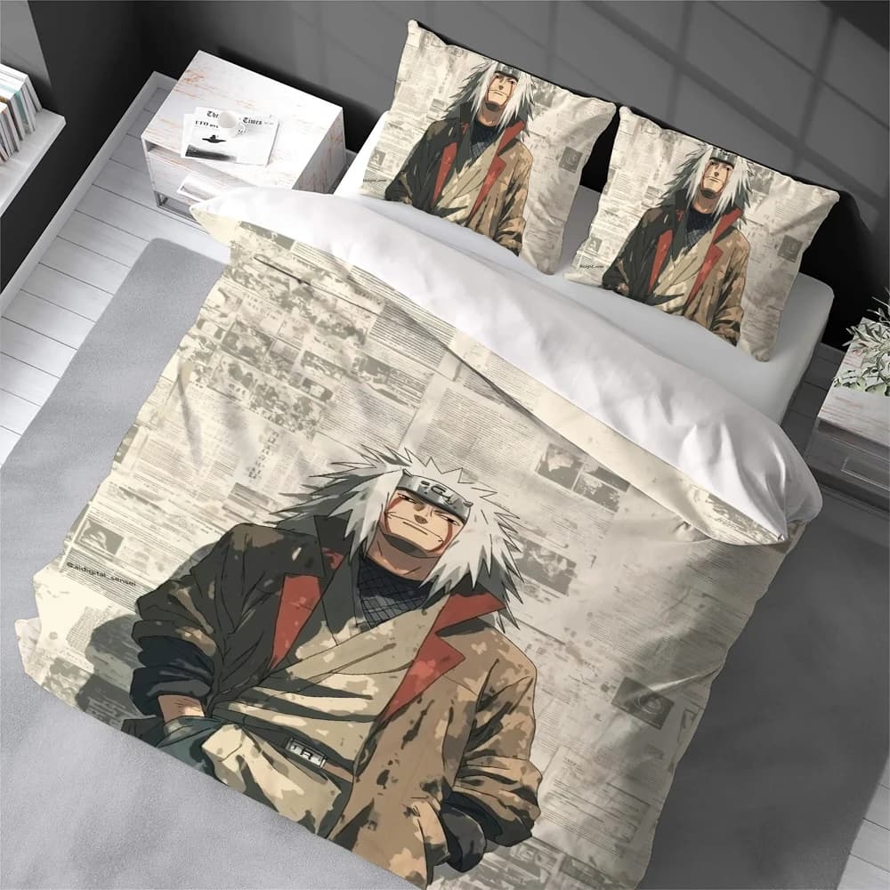 Set Copripiumino N-NARUTOS C-Cool, Biancheria da Letto Stile Casa, Morbido Cotone, Set 3 Pezzi, Regalo per Dormitorio Studentesco