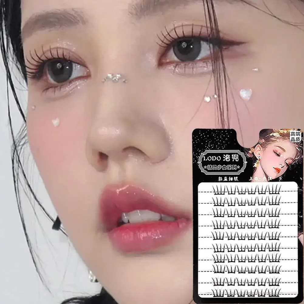 Girl Group Ciglia finte Ciglia finte segmentate autoadesive Fondo naturale nero Idol Manga Lash Extension