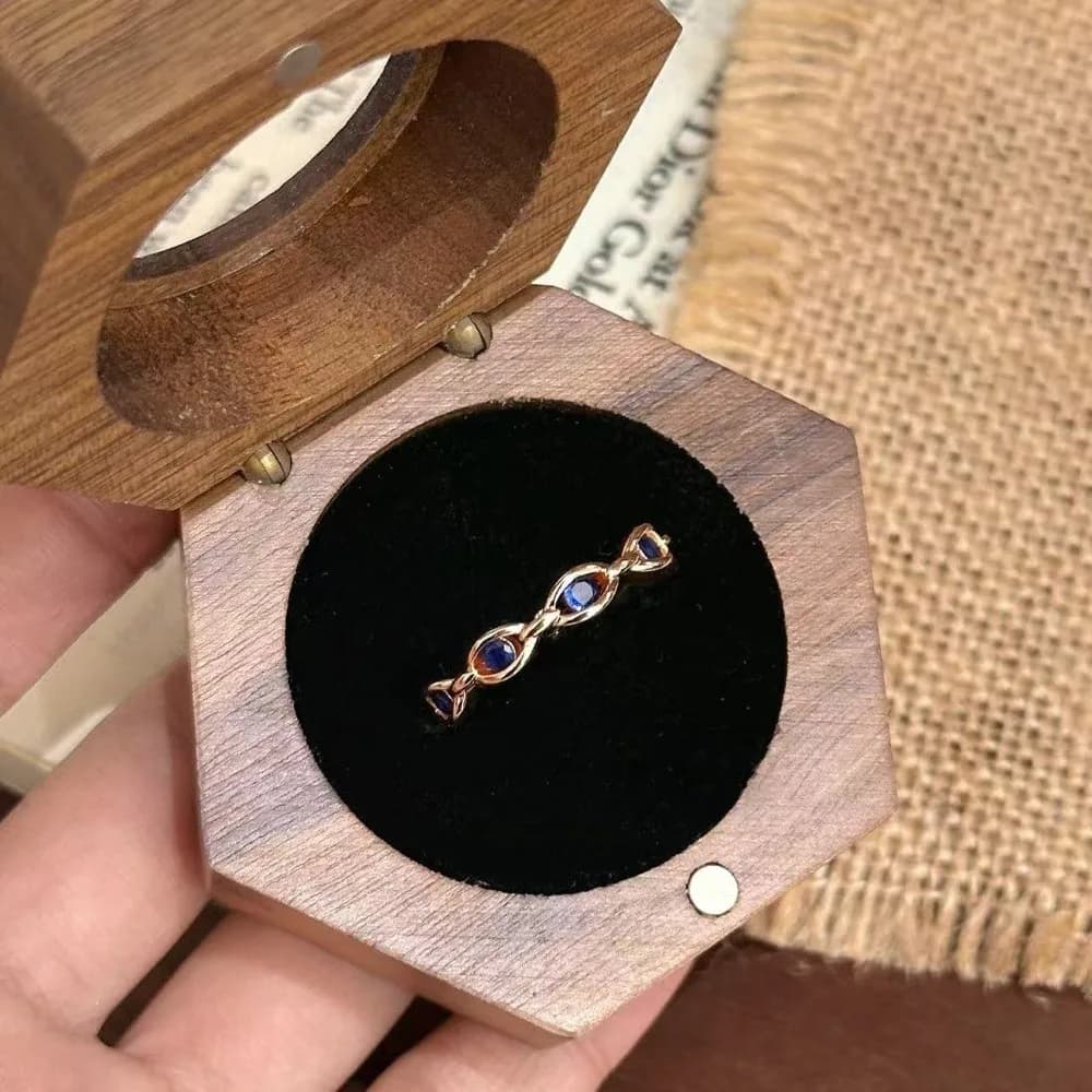 Fashion Sapphire Blue Evil Eye Ring Korean Style Enhances Good Luck Open Ring Adjustable Women's Jewelry for Daily Wear and Prom