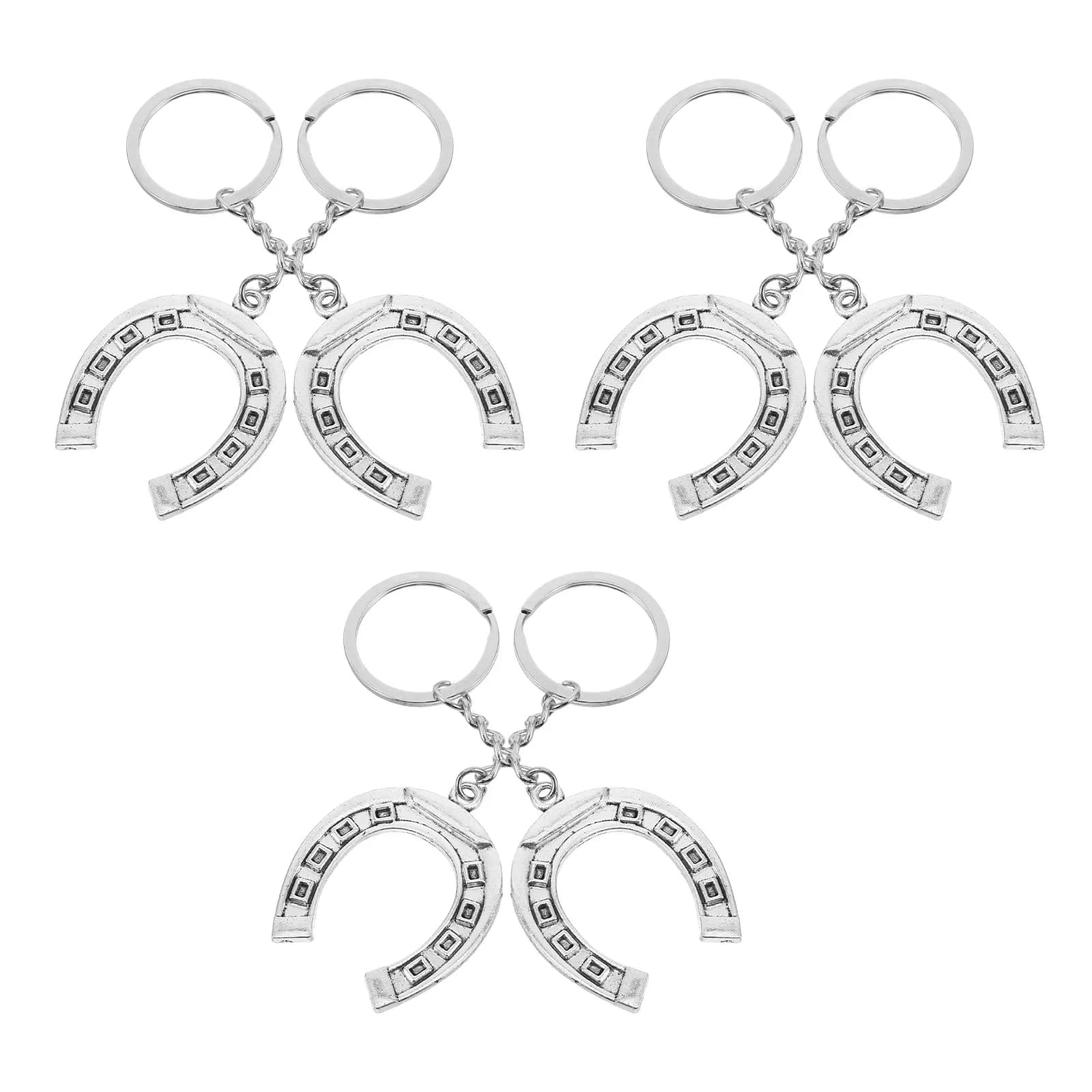 6Pcs Horseshoe Keychain Retro Lucky Metal Key Ring Charm Party Favor Car Handbag Backpack Accessory Western New Year Gift