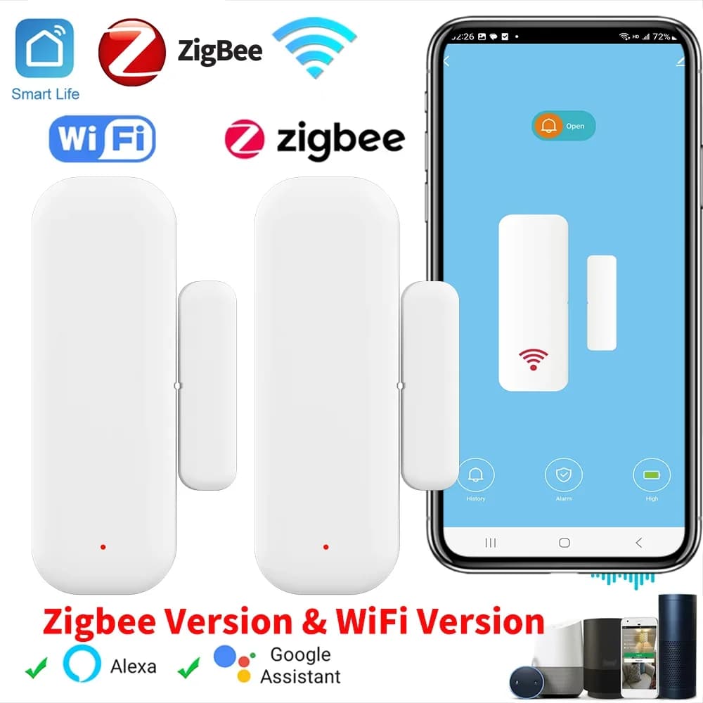 Tuya Zigbee WiFi Sensore per porte Sensore per finestre Sensore di contatto per Smart Home Smart Life APP Telecomando compatibile con Alexa