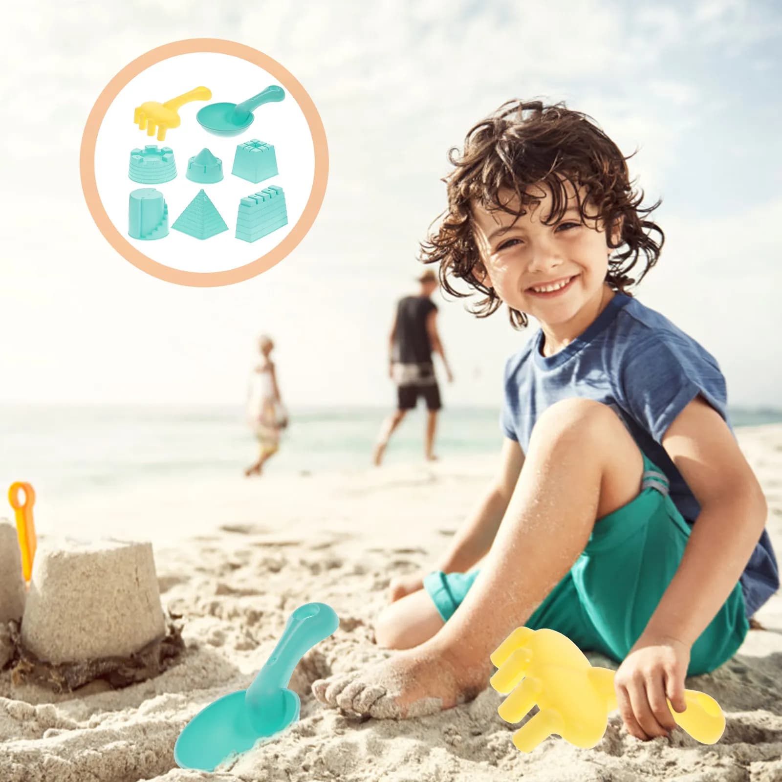 Set Portatile per Creare Castelli di Sabbia, Gioco da Spiaggia Interattivo e Leggero, Giocattoli Divertenti per Bambini all'Aperto