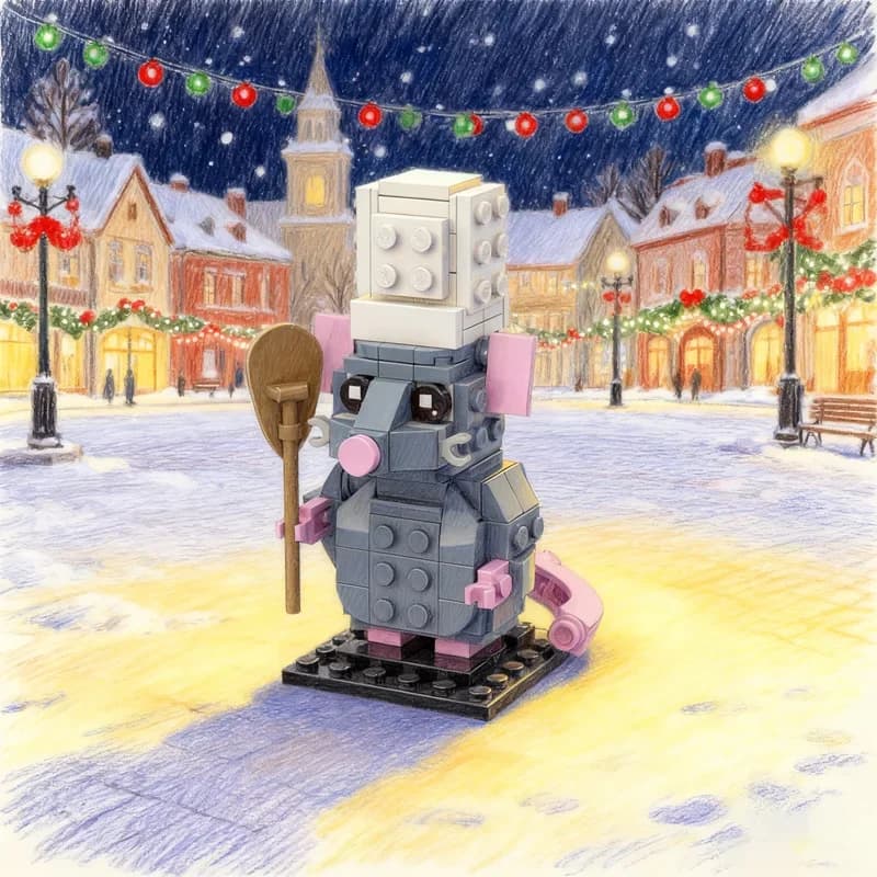 137 Pezzi MOC Ratatouille Remy il Topo Brickheadz, Blocchi da Costruzione, Regalo di Natale, Giocattolo Educativo Creativo