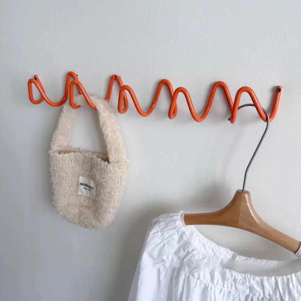 Wavy Shape Metal Wall Hook Minimalist Wall Mounted Door Back Clothes Hook Waterproof Space Saving Background Decorative Hook