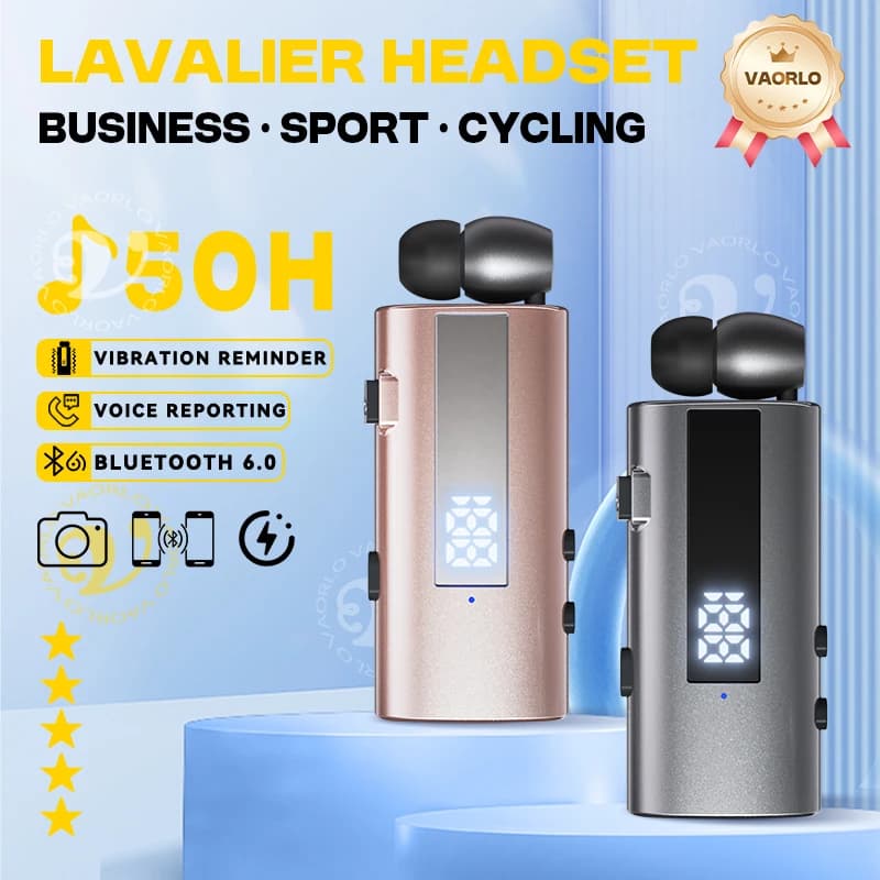 K92 Lavalier Business Auricolare wireless Bluetooth 6.0 Chiamate/Musica 30-50 ore Promemoria vibrazione Microfono Auricolare con cancellazione del rumore