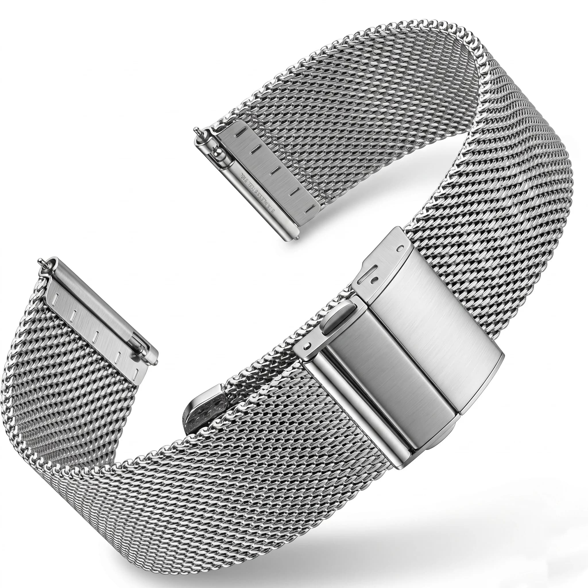 Cinturino per Orologio in Rete di Acciaio Inossidabile Premium 16-22mm con Chiusura Deployante Universale Bracciale in Metallo Accessori per Uomo e Donna