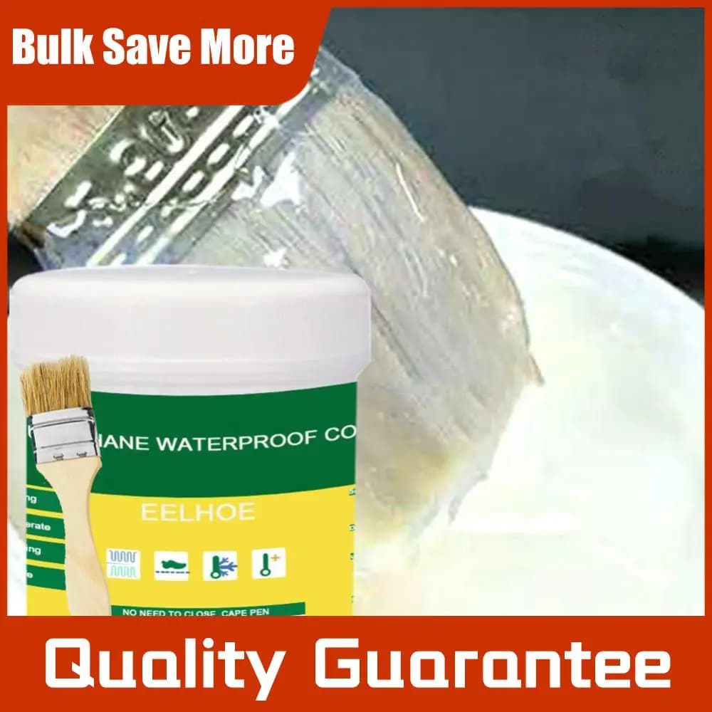 Colla Impermeabilizzante per WC 30/100/300g, Pasta Poliuretanica Resistente con Pennello, Agente Impermeabilizzante per Tetti e Bagni