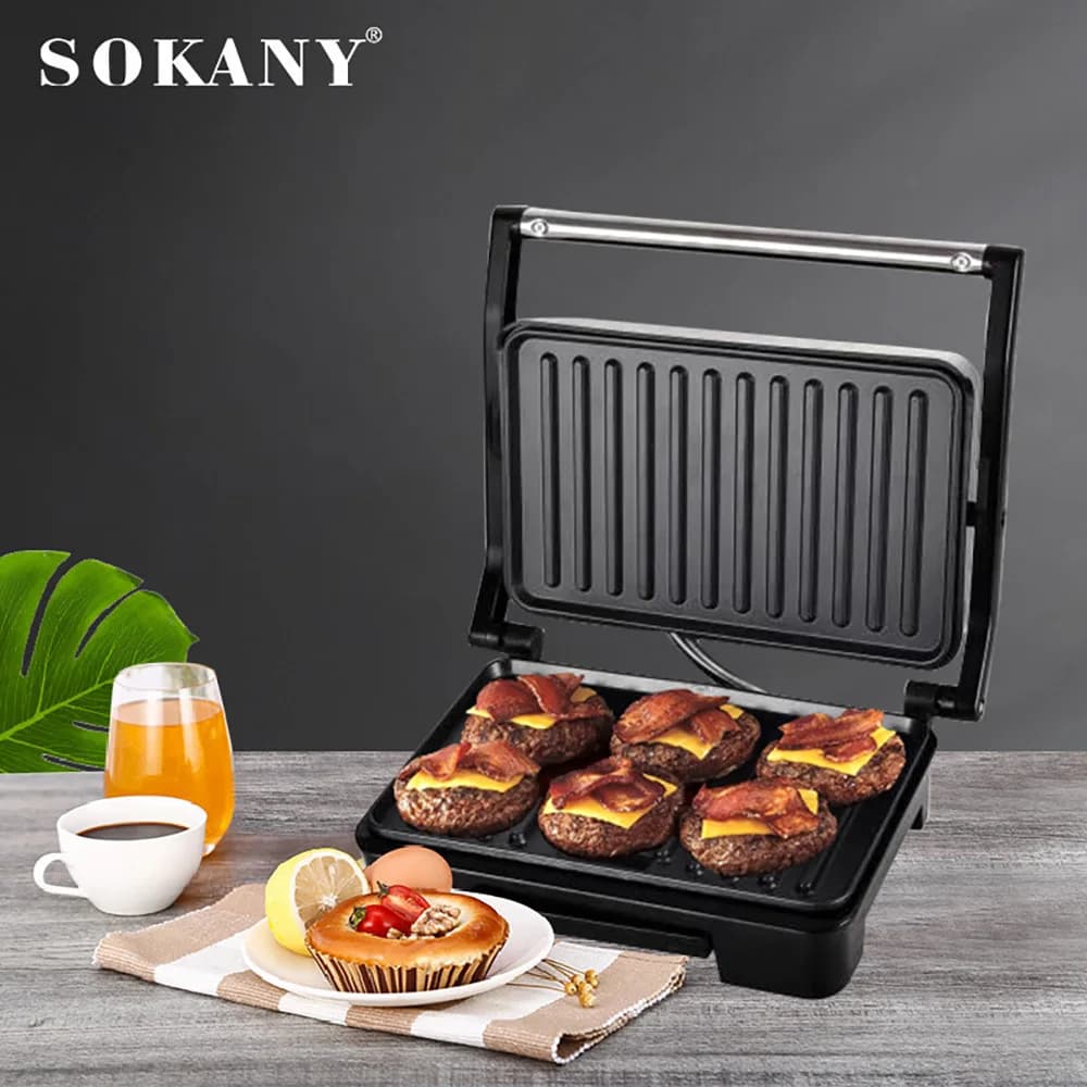 Newly updated portable household steak machine 110V 220V 3 in 1 Multifunction grill machine Burger machine Bread machine