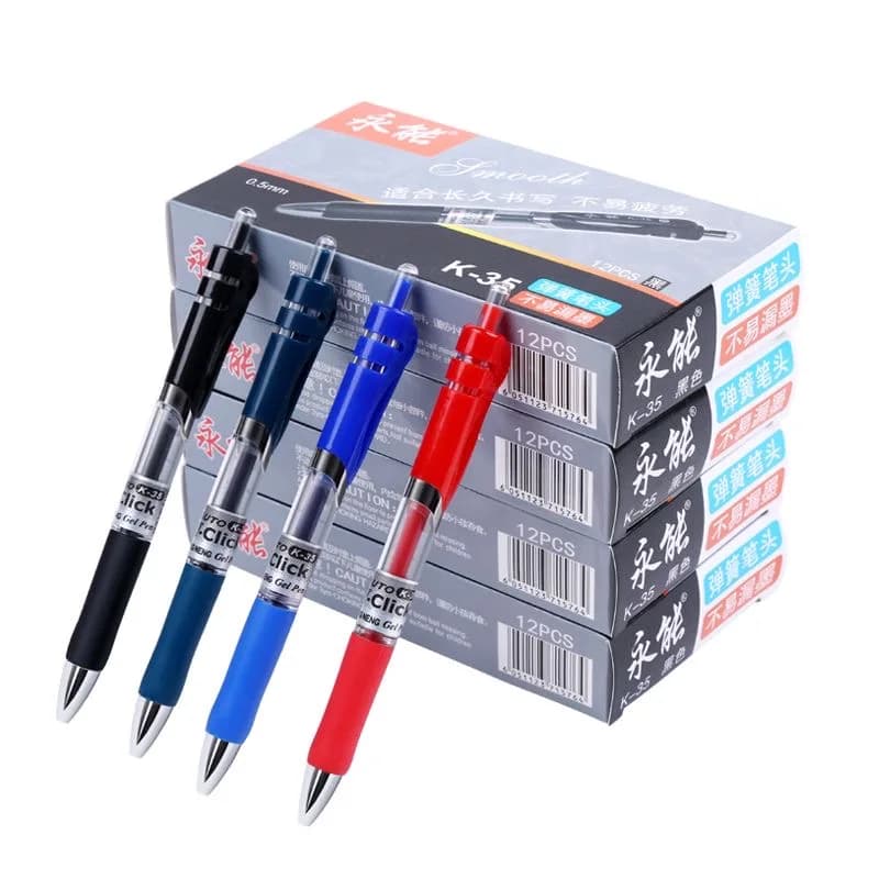12 pezzi di penne gel retrattili set di cancelleria penna per scrittura Kawaii inchiostro nero/blu 0,5 mm penna a sfera blu materiale scolastico per ufficio