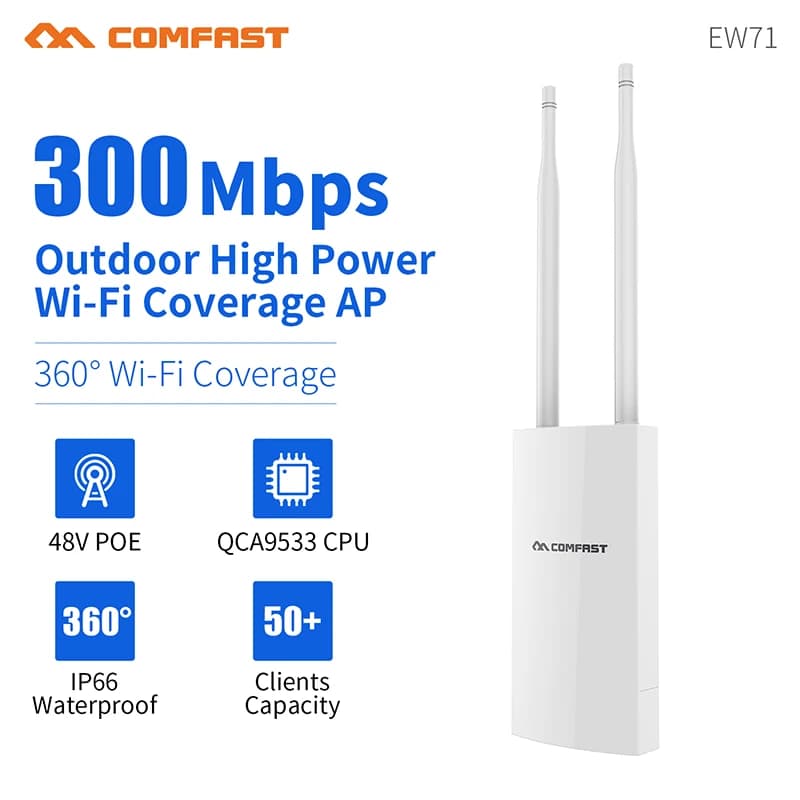 Comfast 300/1200Mbps Access Point Wireless da Esterno 2.4/5.8GHz Router WIFI 48V 0.32A POE Ripetitore Bridge WIFI con Antenna EU/US