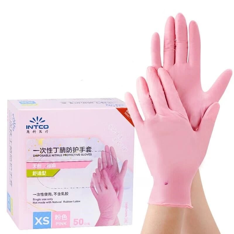 50 pezzi guanti in nitrile rosa monouso senza lattice guanti da cucina per la casa donne cucina pulizia bellezza parrucchiere guanti da lavoro