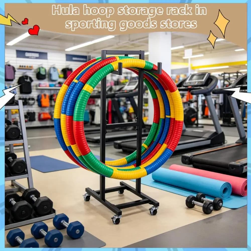 Mobile Storage Trolley in Iron Resistant 39.37 Poles with Wheels, Organizer for Gymnastic Cords and Jumping Cords, Space for Home, School, Gym, Office
